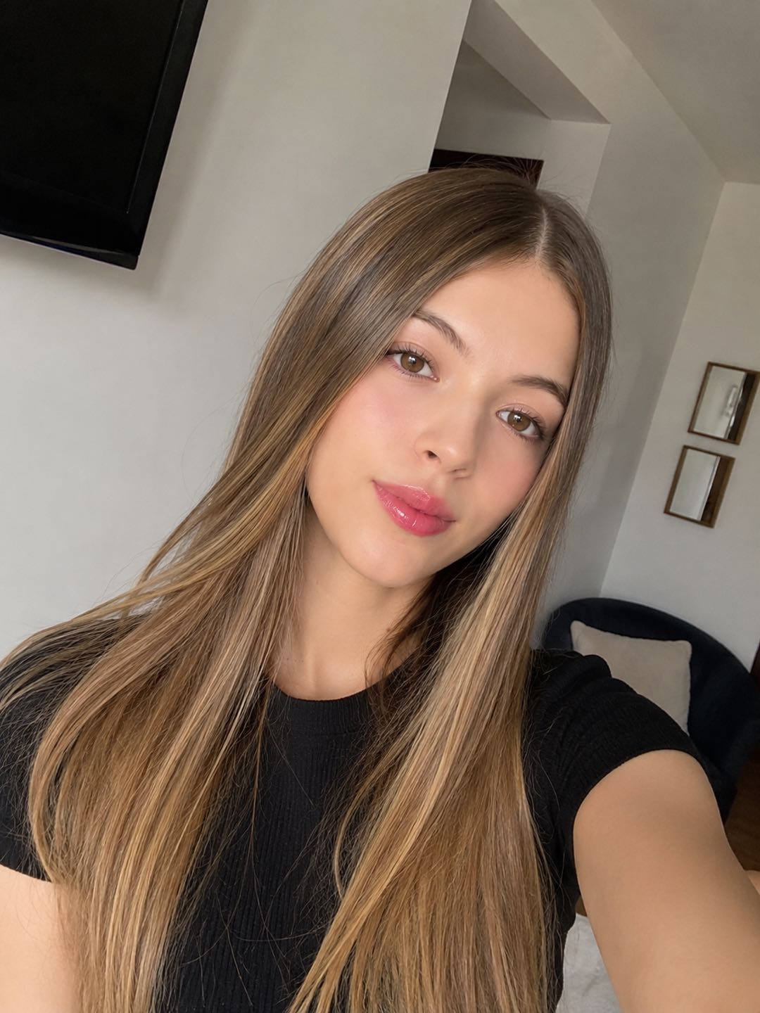 Woman in a casual video-chat pose